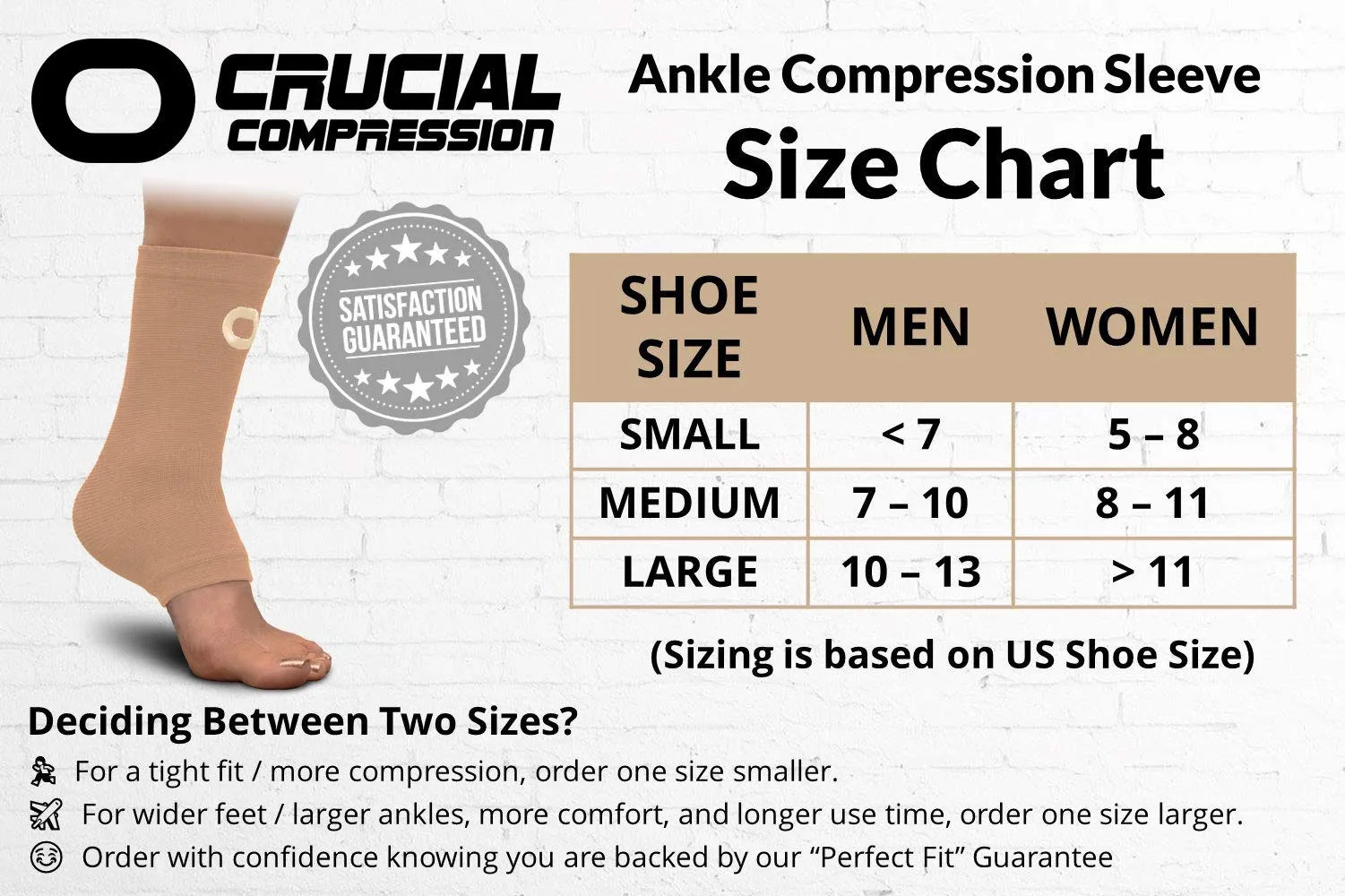 Ankle Brace Compression Support Sleeve (1 Pair) - BEST Ankle Compression Socks for Plantar Fasciitis, Arch Support, Foot & Ankle Swelling, Achilles Tendon, Joint Pain, Injury Recovery, Heel Spurs Large (Men's 10-13 / Women's >11) Beige / Nude