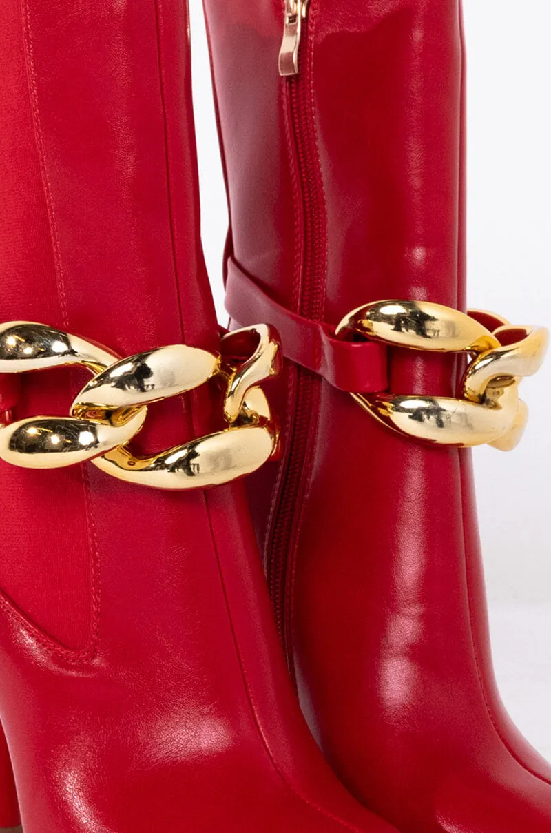 AZALEA WANG HEATING UP STILETTO BOOTIE IN RED