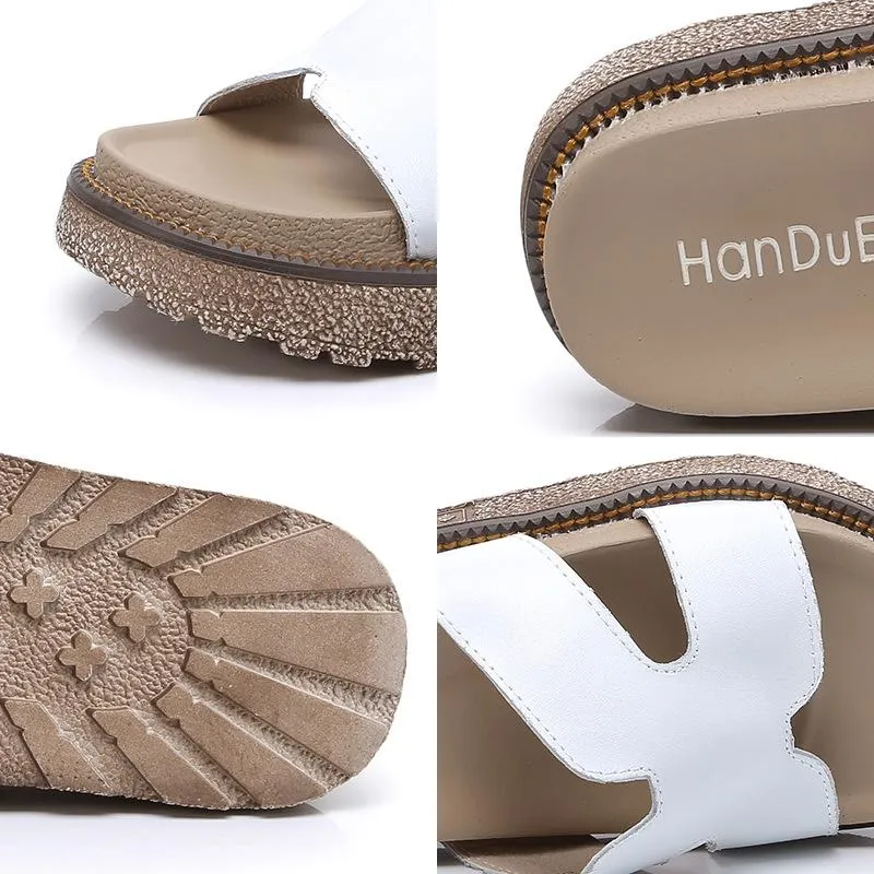 Casual Comfort Women's Platform Leather Sandals
