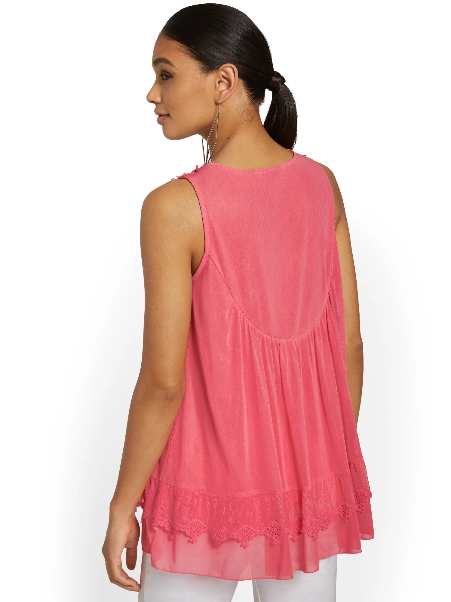 Embroidered Sleeveless Top