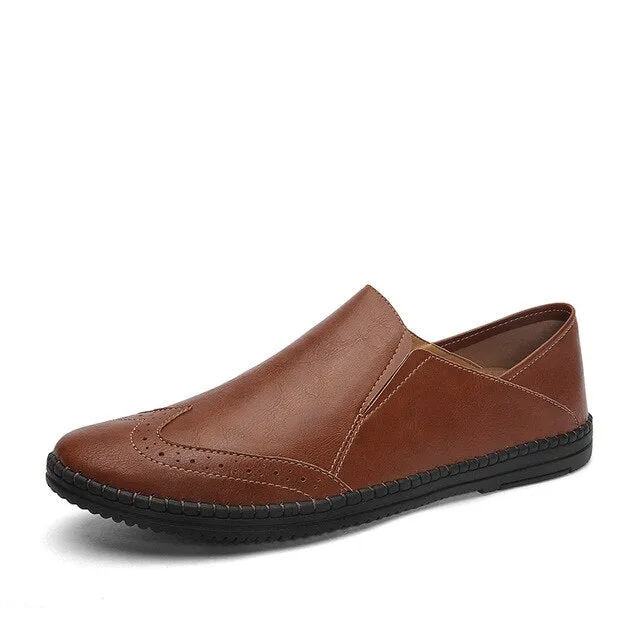Fashion Men Casual Leather Shoes Large Size Comfortable Manual Lazy Driving Shoes New Office Luxury Men Loafers