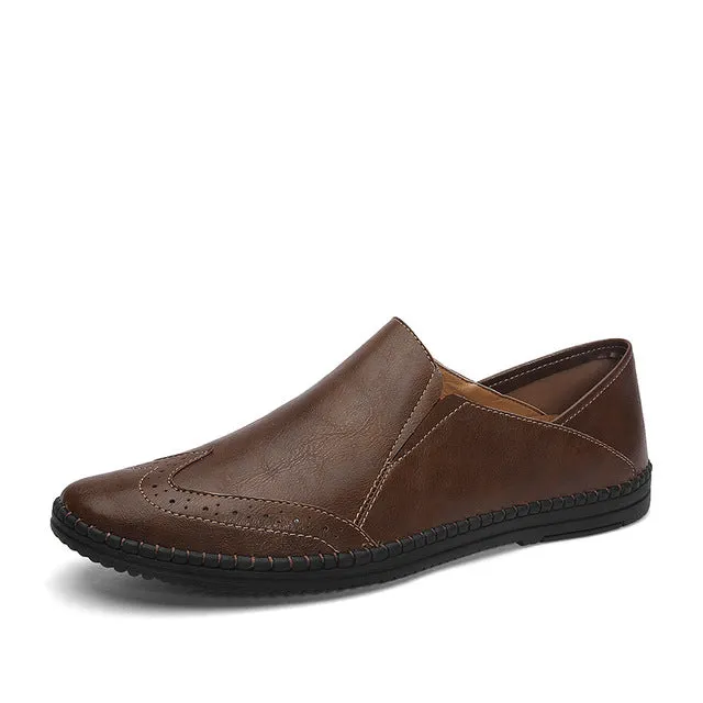 Fashion Men Casual Leather Shoes Large Size Comfortable Manual Lazy Driving Shoes New Office Luxury Men Loafers