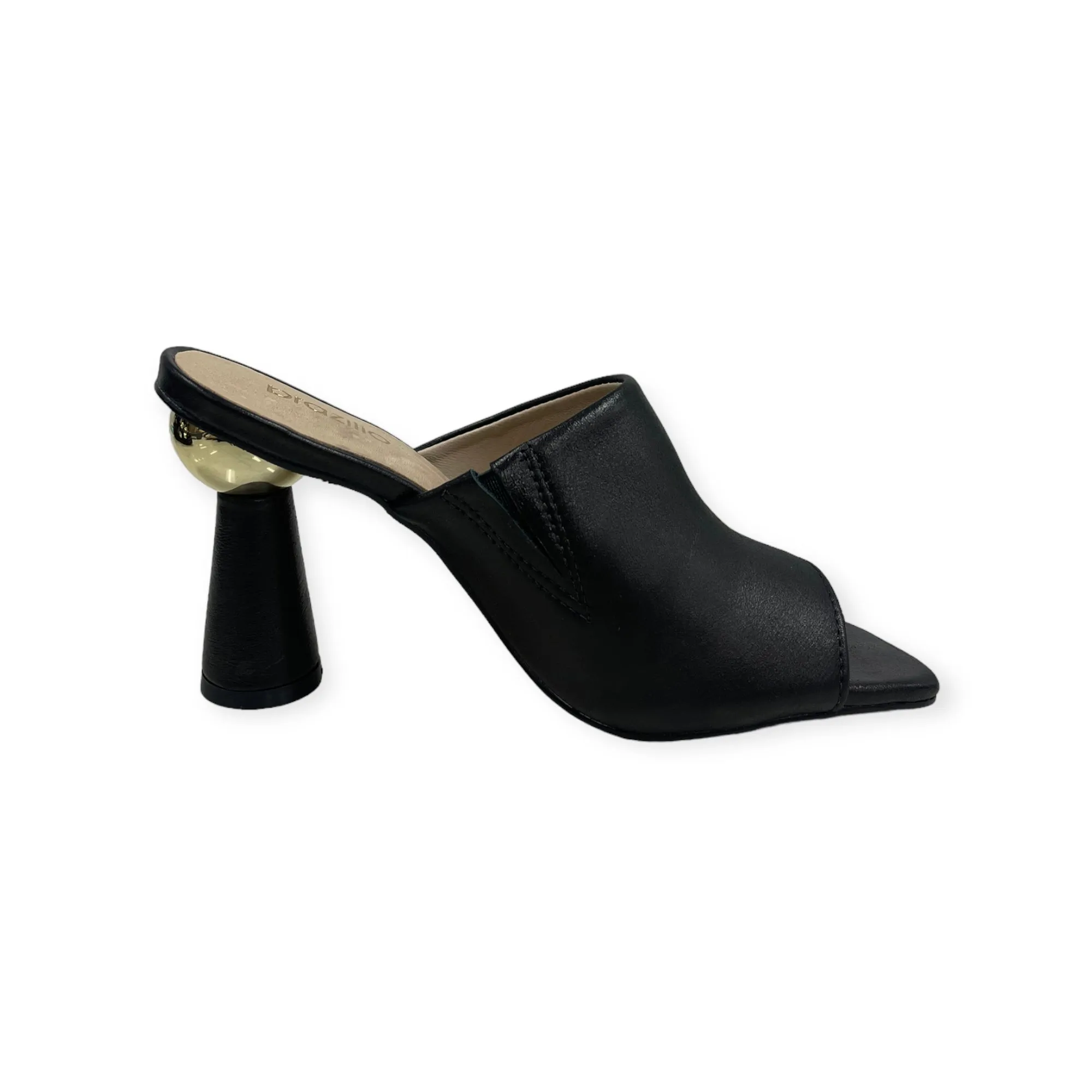Frankie Black Leather Heel