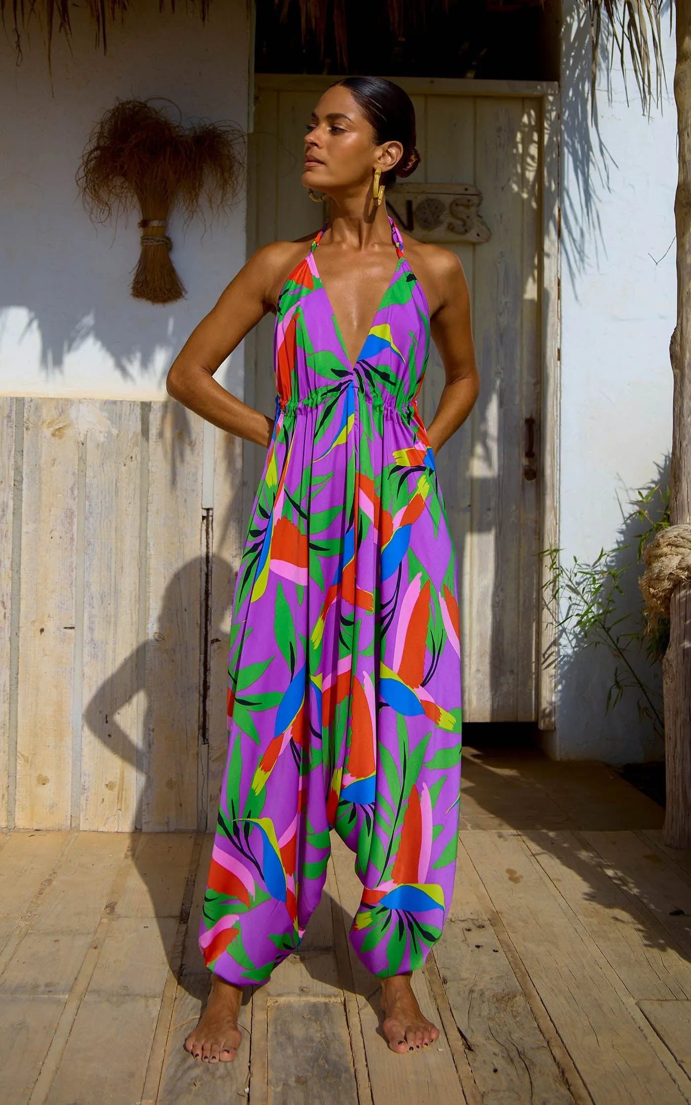 Genie Jumpsuit in Humming Bird Purple