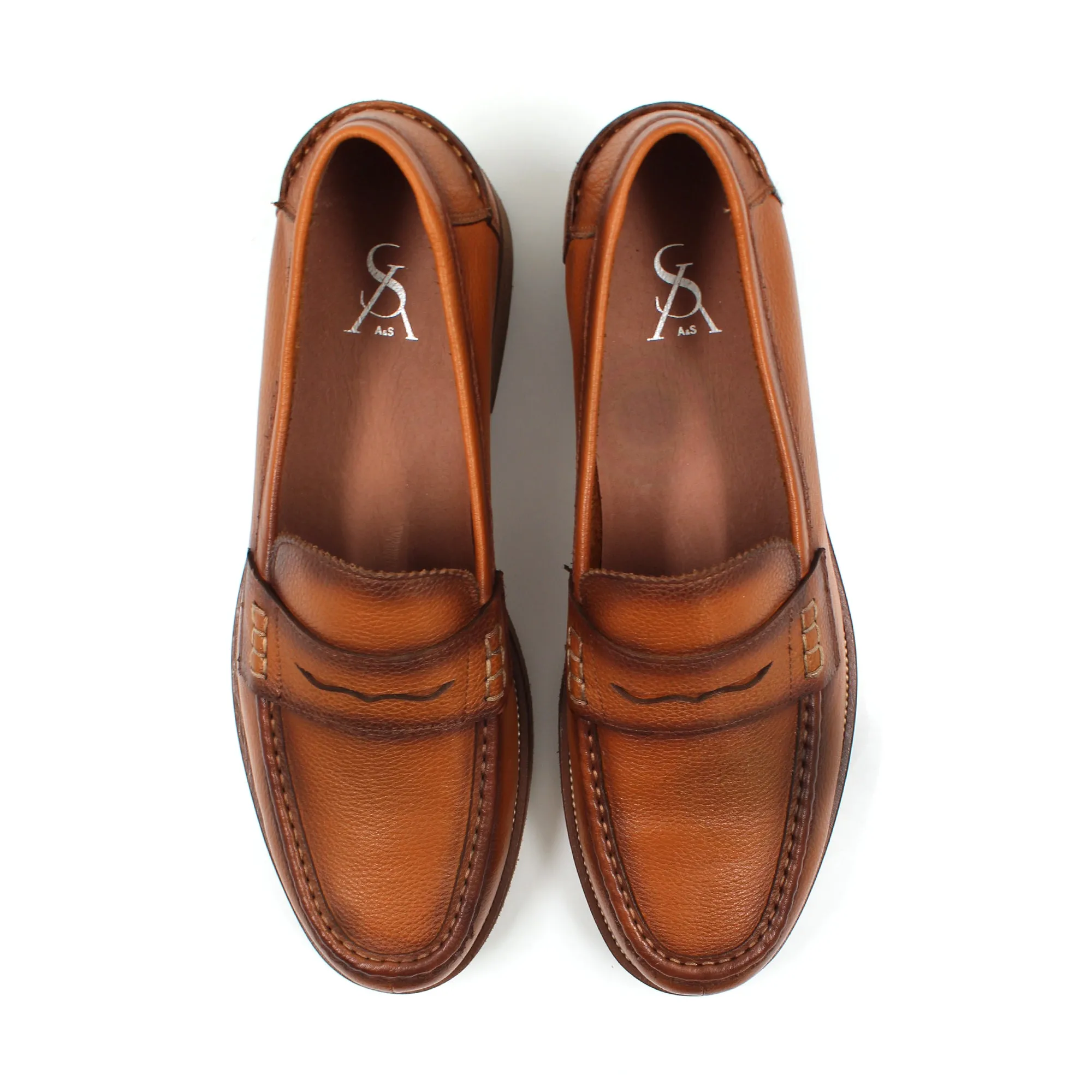 Grained Leather Penny Loafers