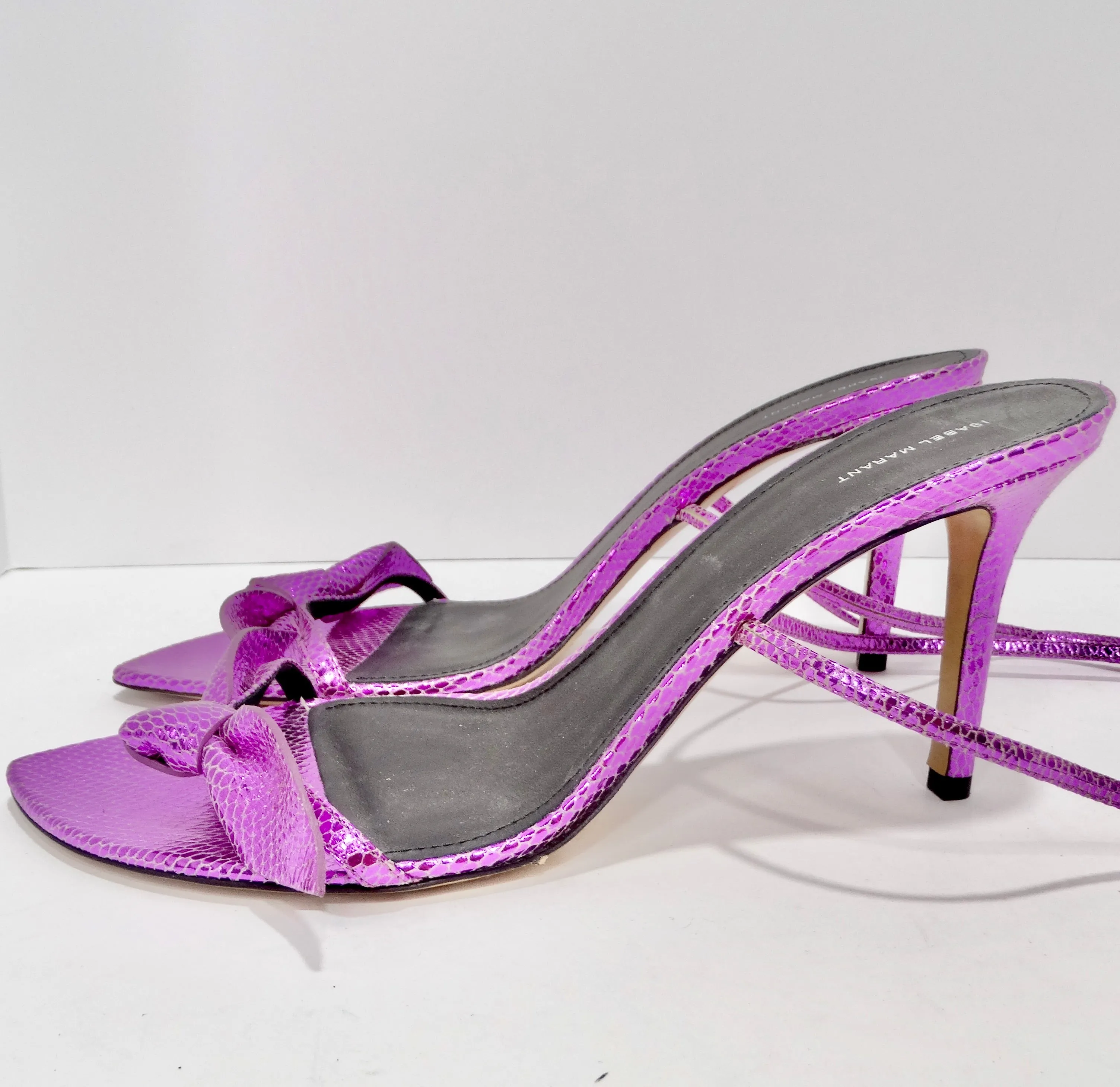 Isabel Marant Purple Leather Snakeskin Effect Heel Sandal