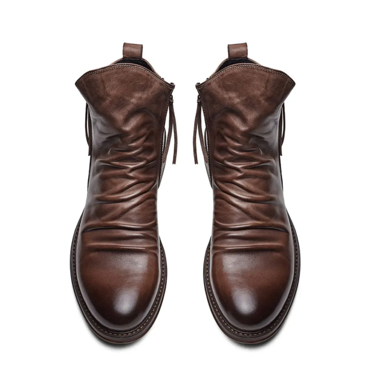 LuxeMax - Heren Enkelboots van Echt Leer met Rits en Lage Hak, Stijlvolle Schoenen