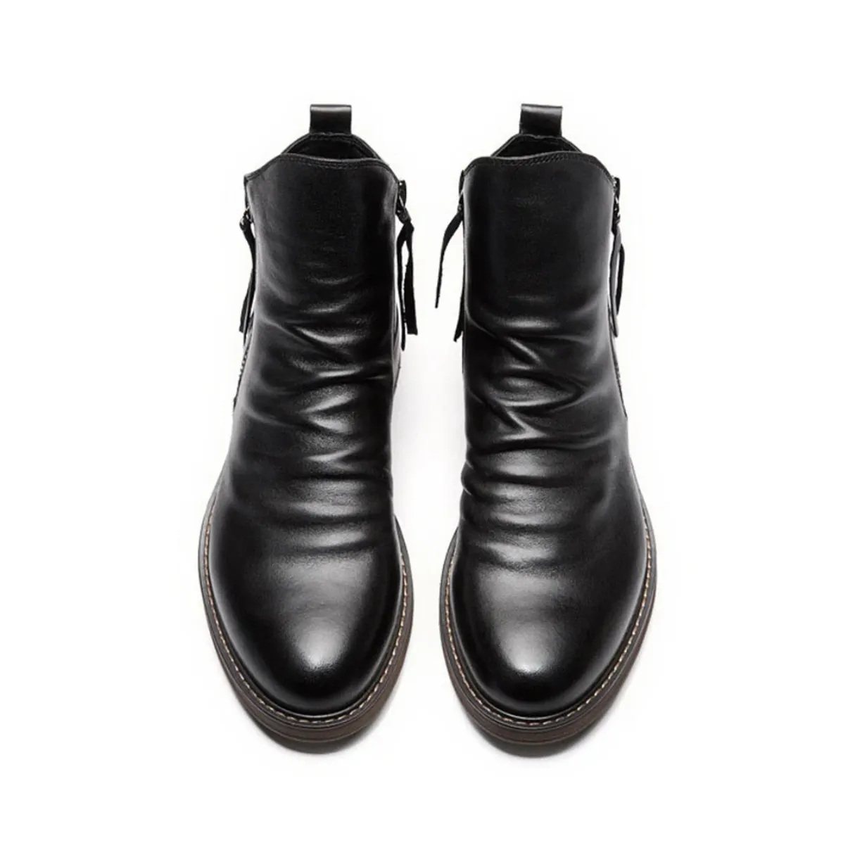 LuxeMax - Heren Enkelboots van Echt Leer met Rits en Lage Hak, Stijlvolle Schoenen