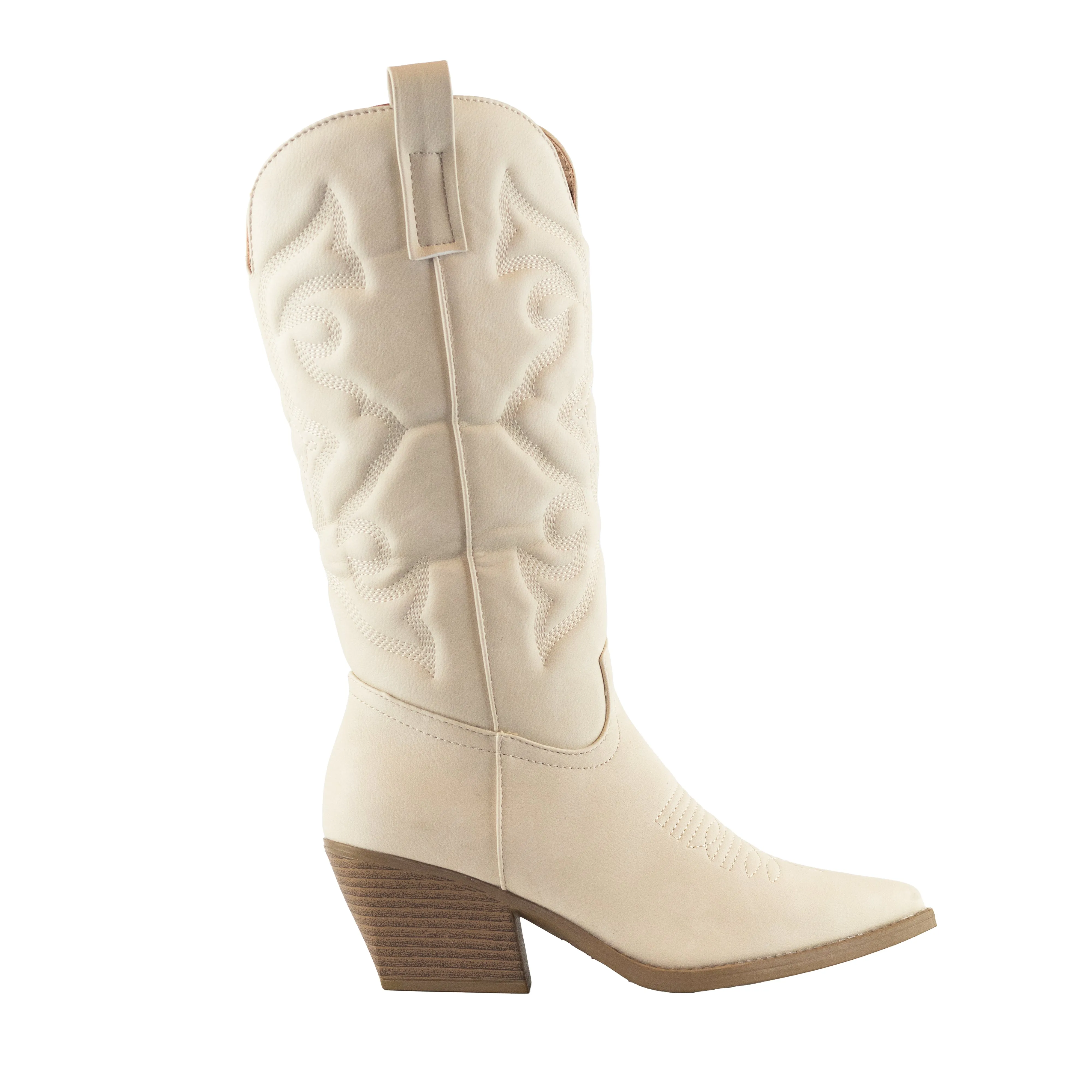 Maverick - Western Cowgirl Boots, Stacked Heel & Stitch Detailing, Inward Zipper Closure, Stylish & Bold for Casual or Western Looks