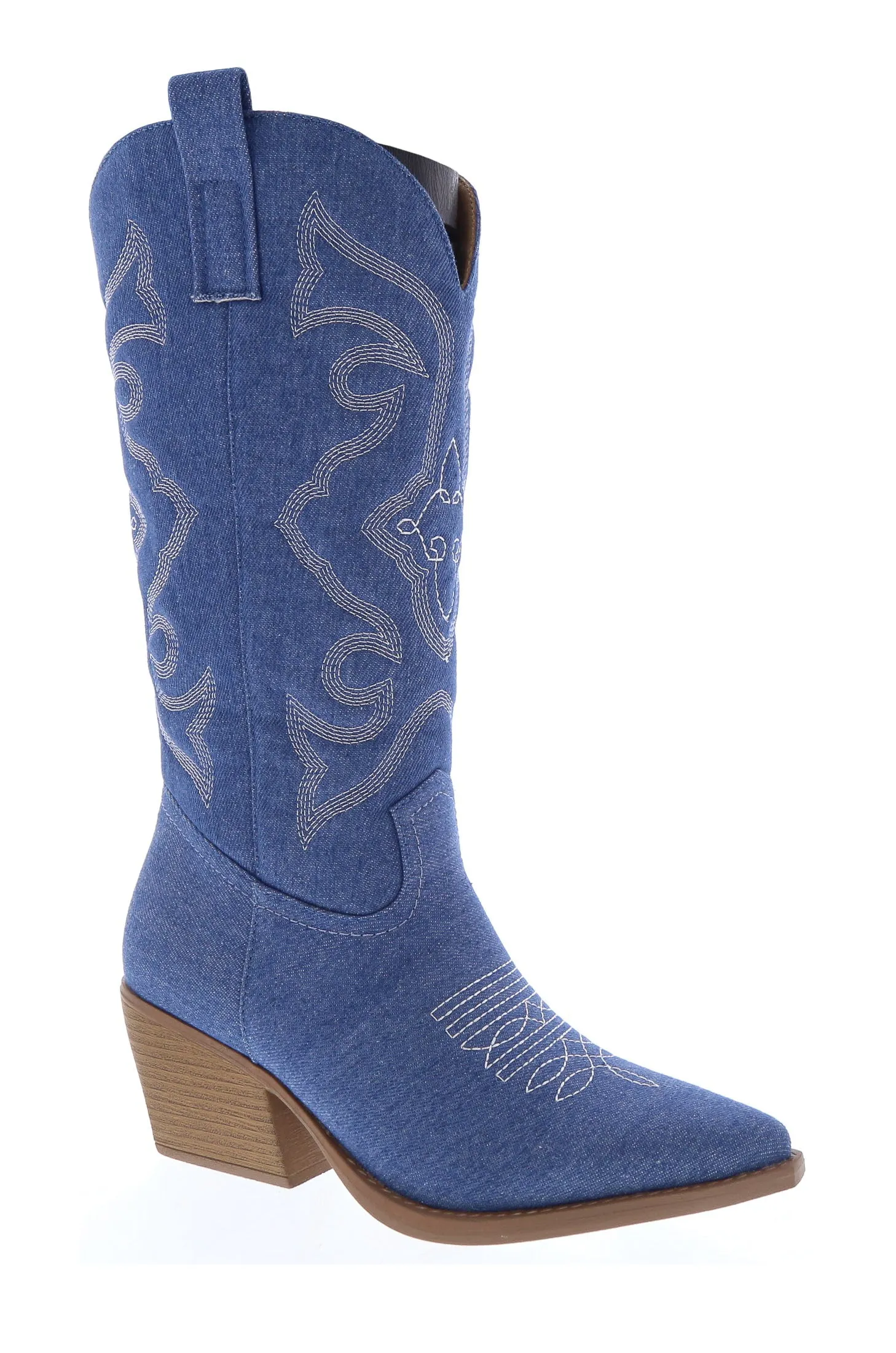 Maverick - Western Cowgirl Boots, Stacked Heel & Stitch Detailing, Inward Zipper Closure, Stylish & Bold for Casual or Western Looks