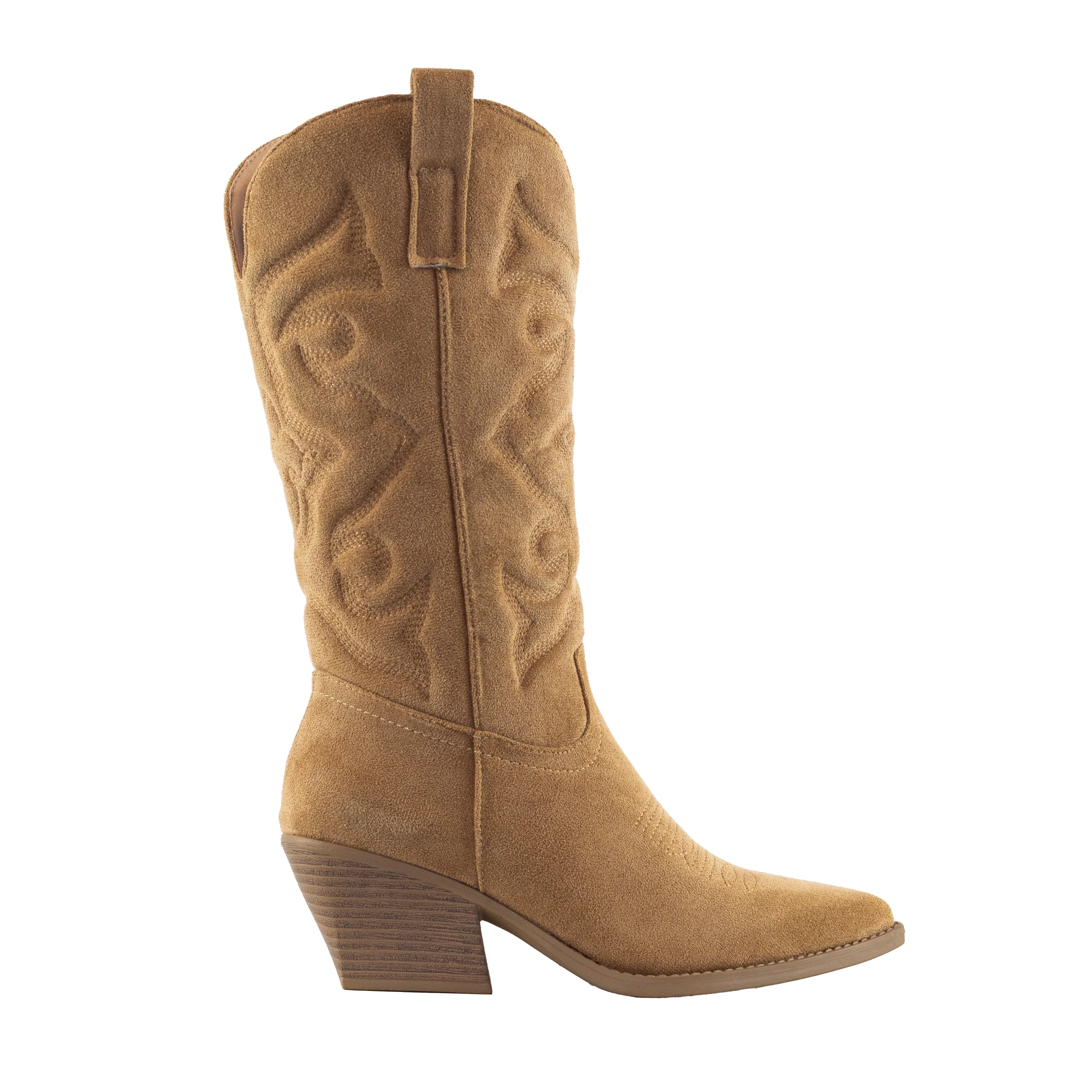 Maverick - Western Cowgirl Boots, Stacked Heel & Stitch Detailing, Inward Zipper Closure, Stylish & Bold for Casual or Western Looks