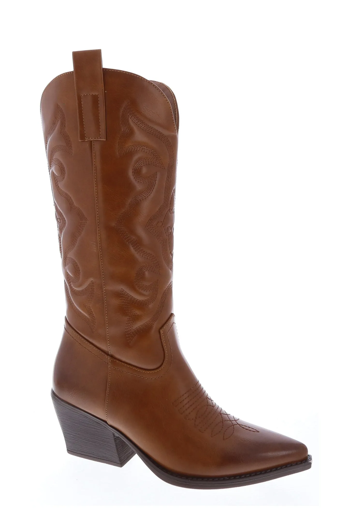 Maverick - Western Cowgirl Boots, Stacked Heel & Stitch Detailing, Inward Zipper Closure, Stylish & Bold for Casual or Western Looks