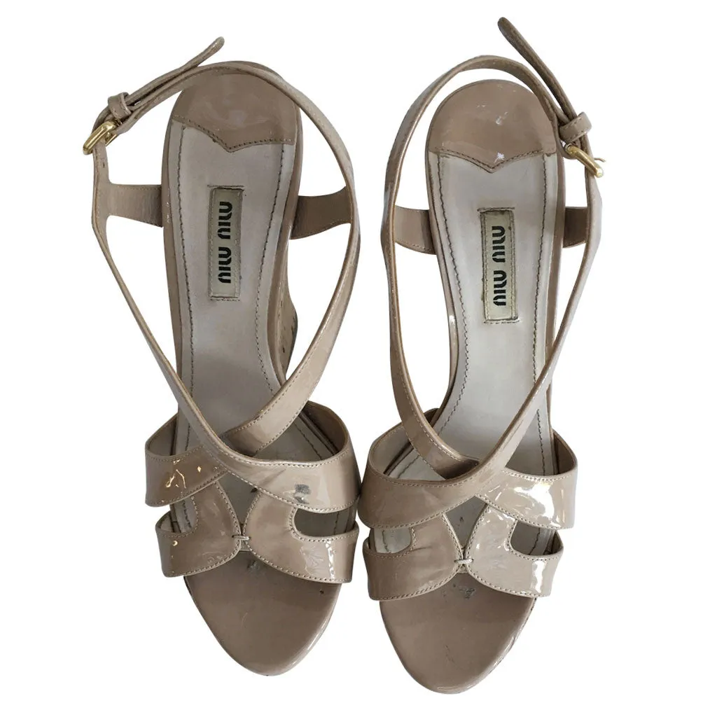 MIU MIU PATENT LEATHER sandals Wedges Size 37.5 UK 4.5 US 7.5 Ladies