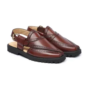 Natsumi - Men's Reddish Brown Calf Leather Sandal