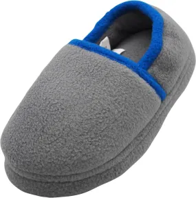 Norty Boys 11-3 Grey Blue Fleece Slipper 17158