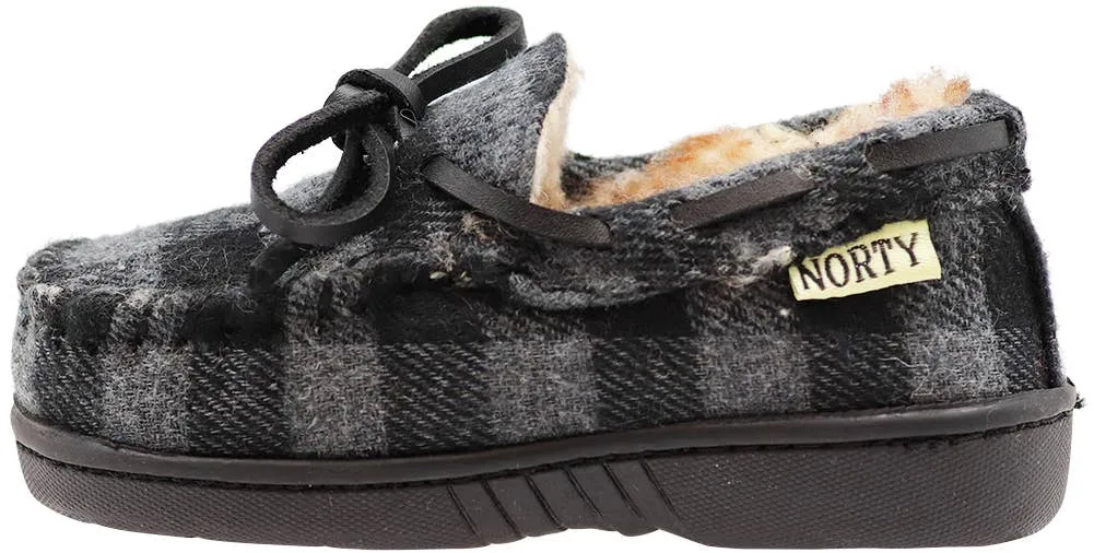NORTY Tod Boys 6-10 Grey Plaid Slippers 16981