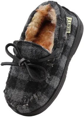 NORTY Tod Boys 6-10 Grey Plaid Slippers 16981