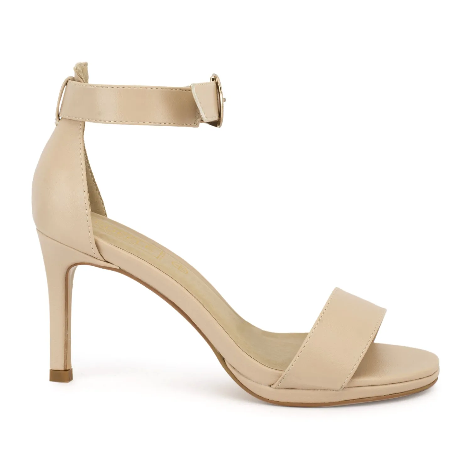 Nude Synthetic Low Heel Sandals