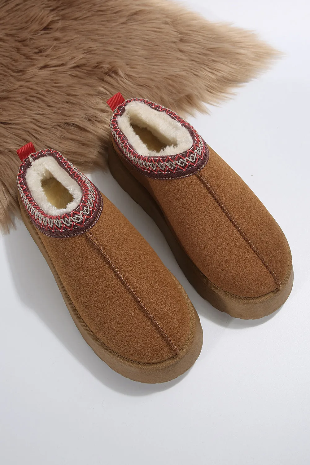 Online Black Contrast Print Suede Plush Lined Snow Boots