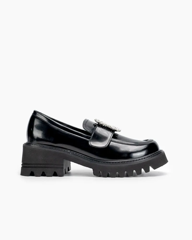 Platform Chunky Loafers with 4 Detachable Velcro Decorations