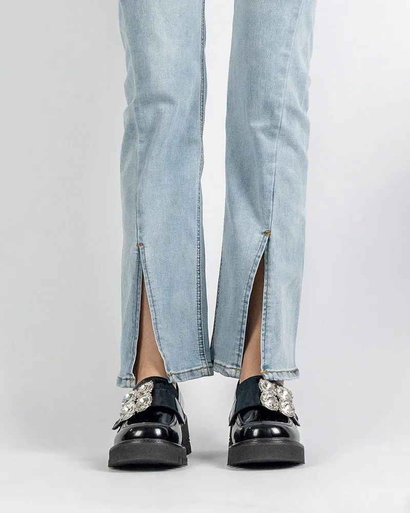 Platform Chunky Loafers with 4 Detachable Velcro Decorations