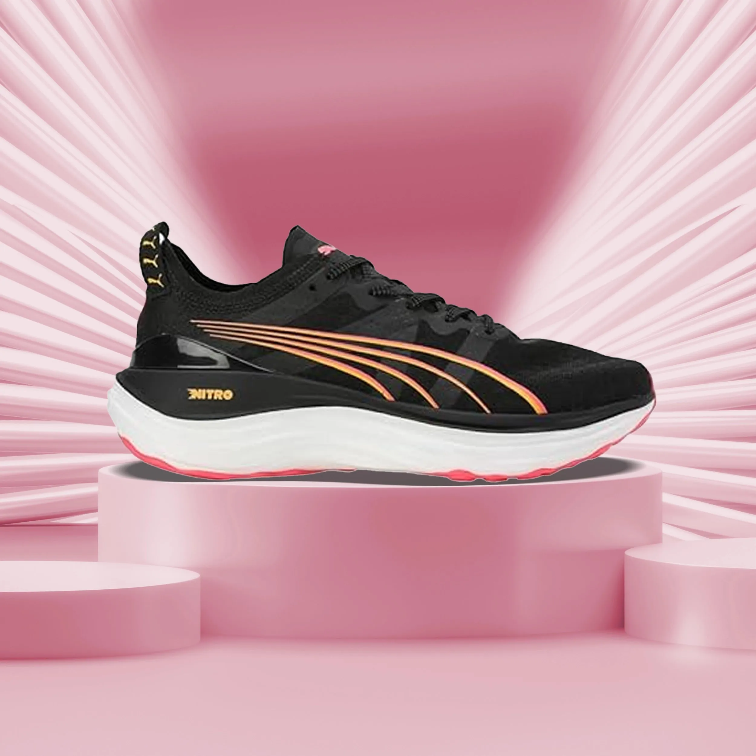 Puma Forever Run NITRO™ Women's Running Shoes (Black-Sunset Glow-Sun Stream) 37775819
