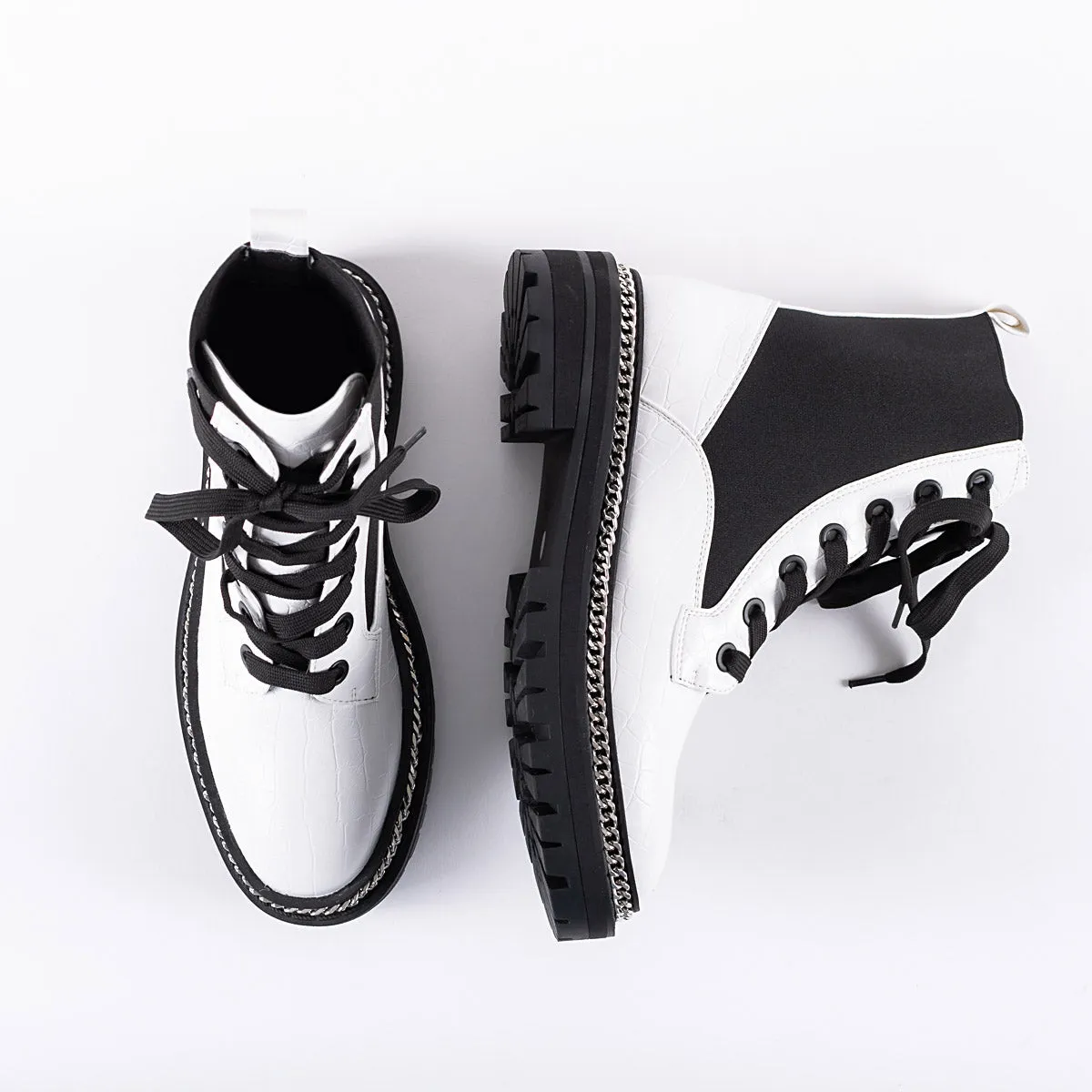 RAID Lorelle Chunky Hiker Boot in White
