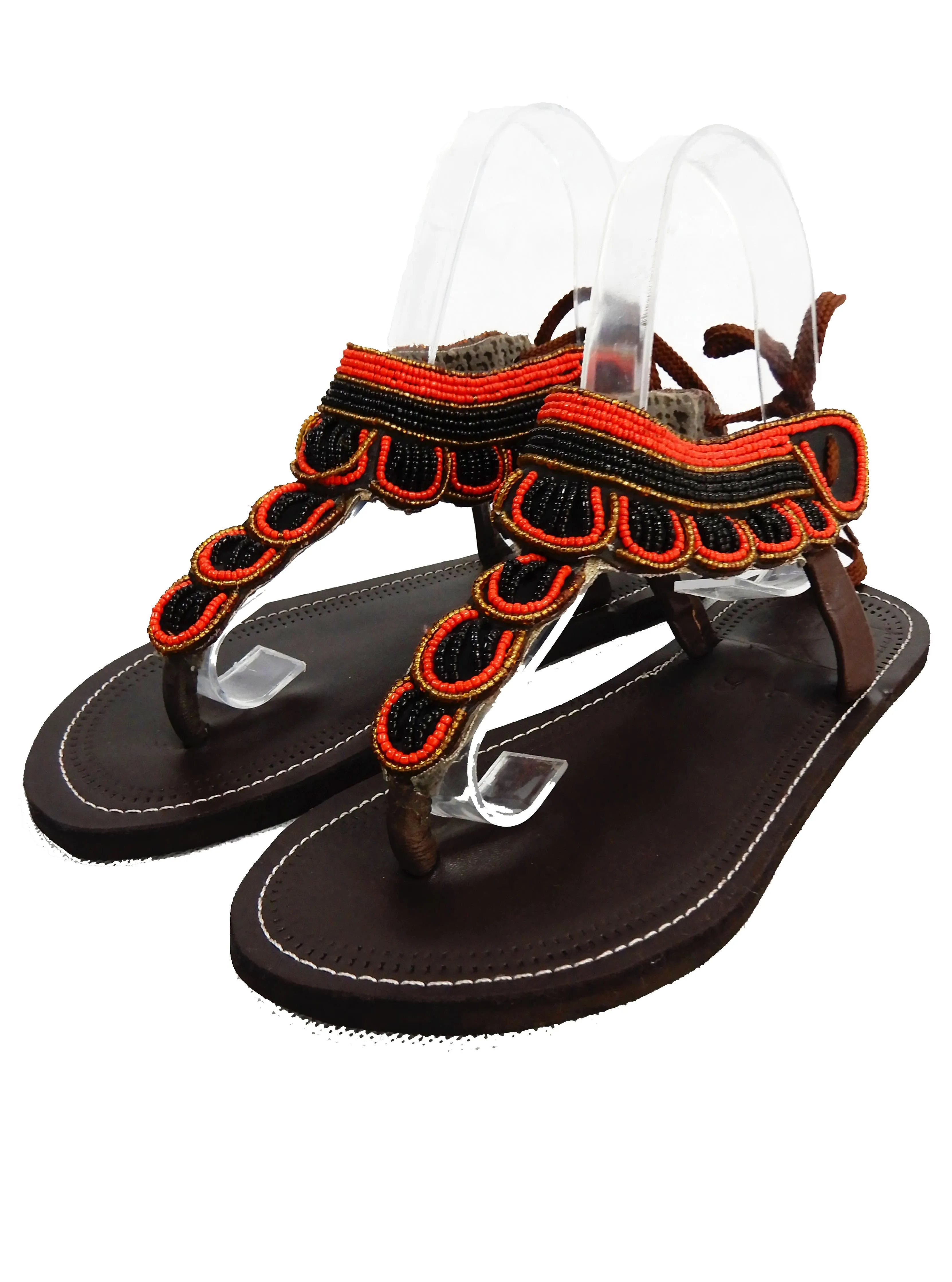 Red/Black Leather Sandals
