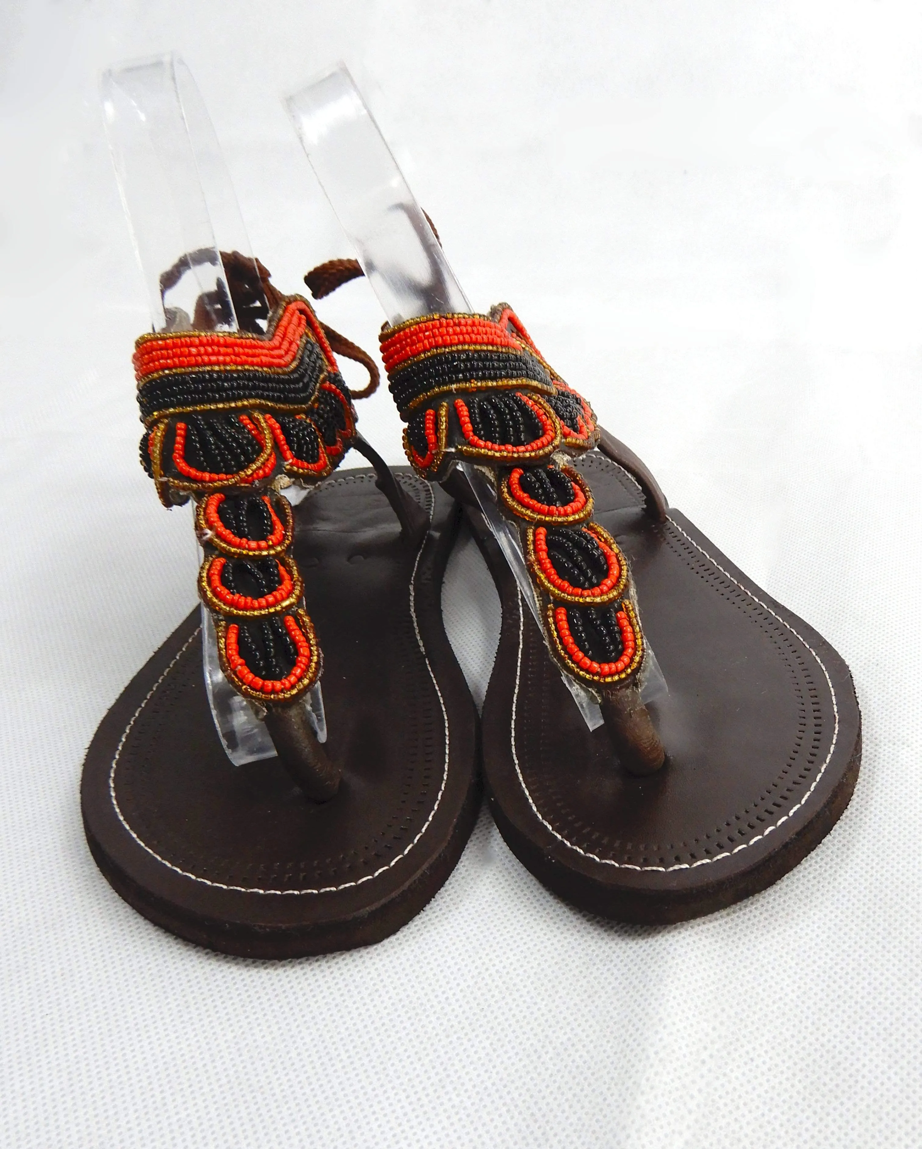 Red/Black Leather Sandals
