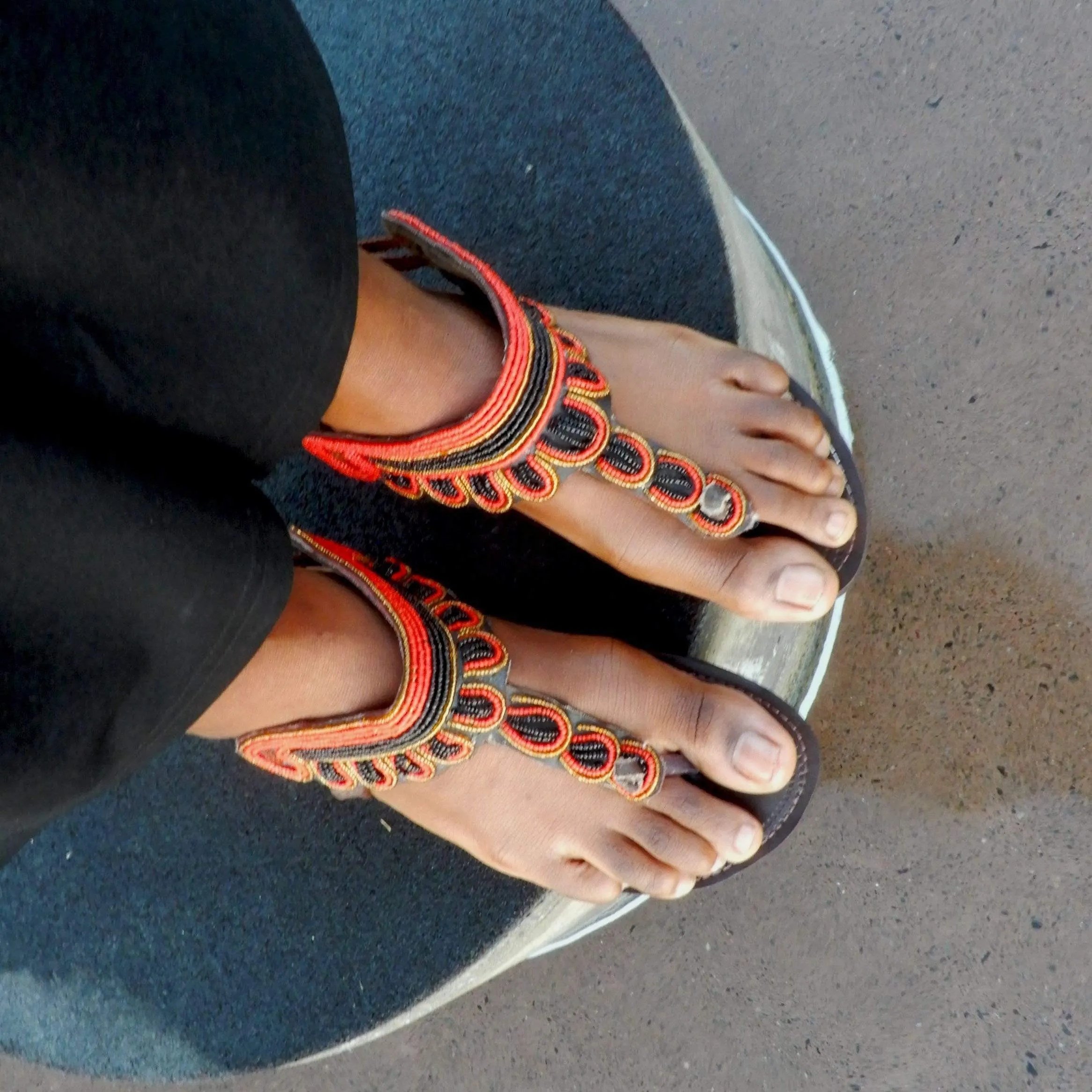 Red/Black Leather Sandals