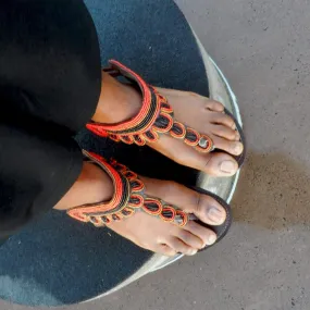 Red/Black Leather Sandals