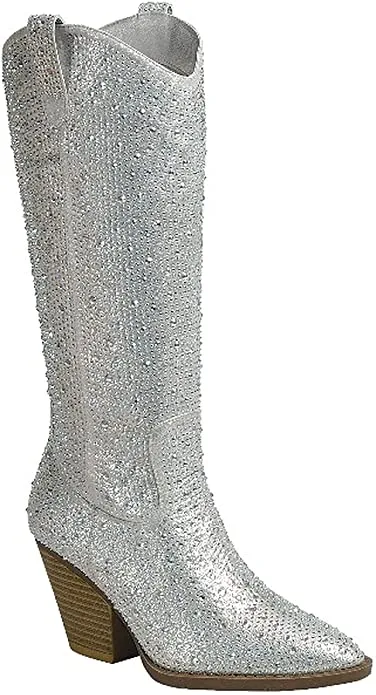 Rhinestone Western Cowboy Pull-on Boots River-11