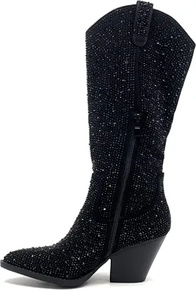 Rhinestone Western Cowboy Pull-on Boots River-11