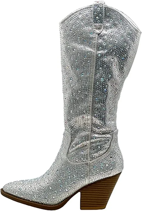 Rhinestone Western Cowboy Pull-on Boots River-11