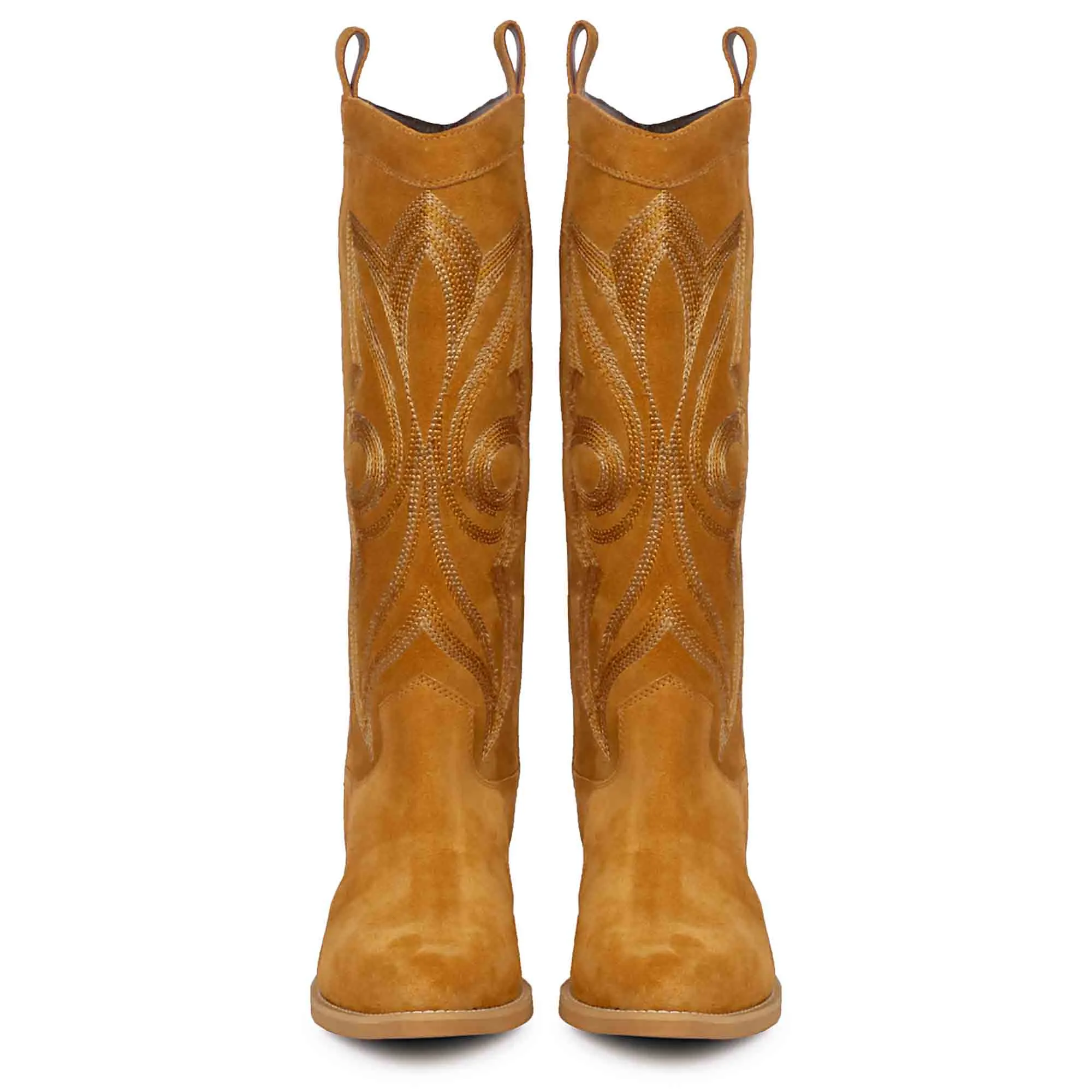 Saint Martina Tan Stitched Leather Handcrafted Cowboy Boots