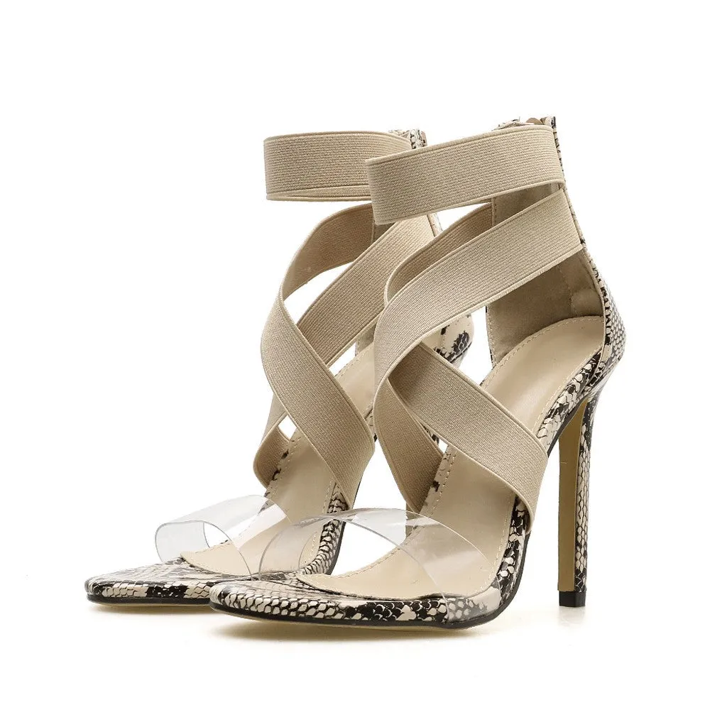 Sexy Snake Skin Non-Slip High Heels w/strap