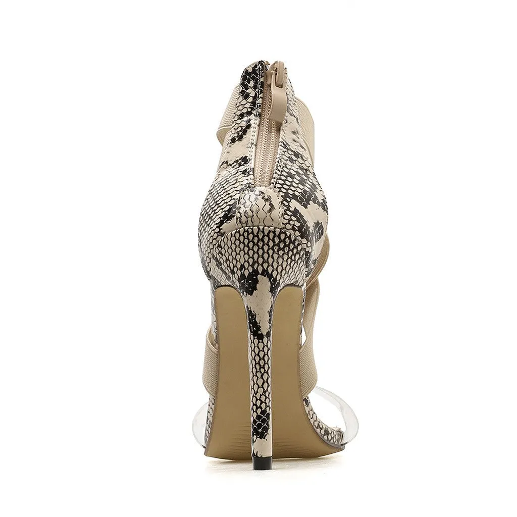 Sexy Snake Skin Non-Slip High Heels w/strap