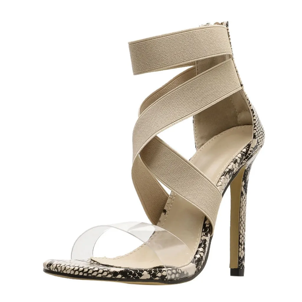 Sexy Snake Skin Non-Slip High Heels w/strap