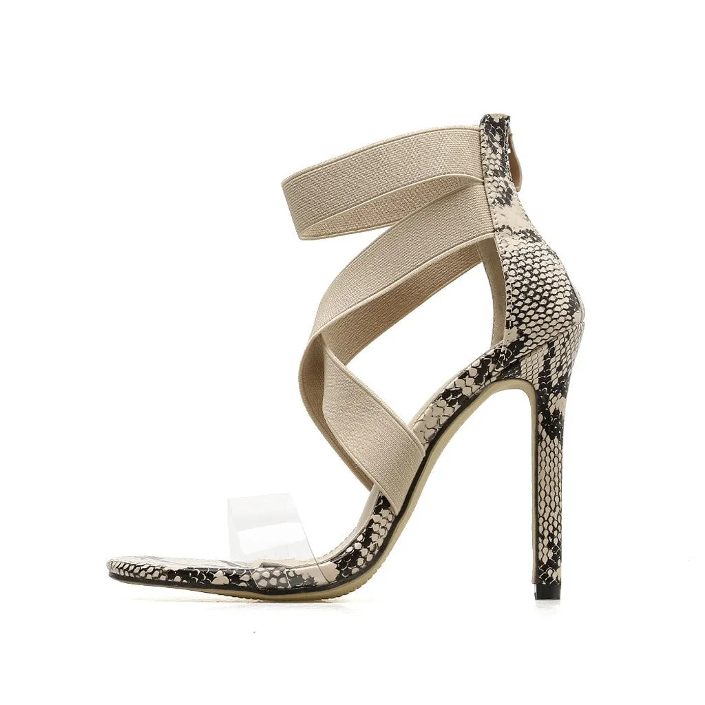 Sexy Snake Skin Non-Slip High Heels w/strap