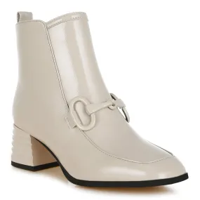 Textured Block Heel Ankle Boots