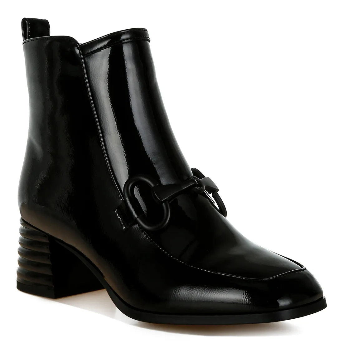 Textured Block Heel Ankle Boots