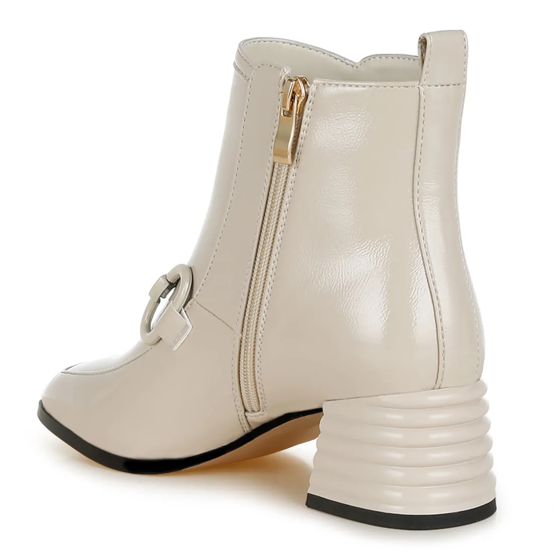 Textured Block Heel Ankle Boots