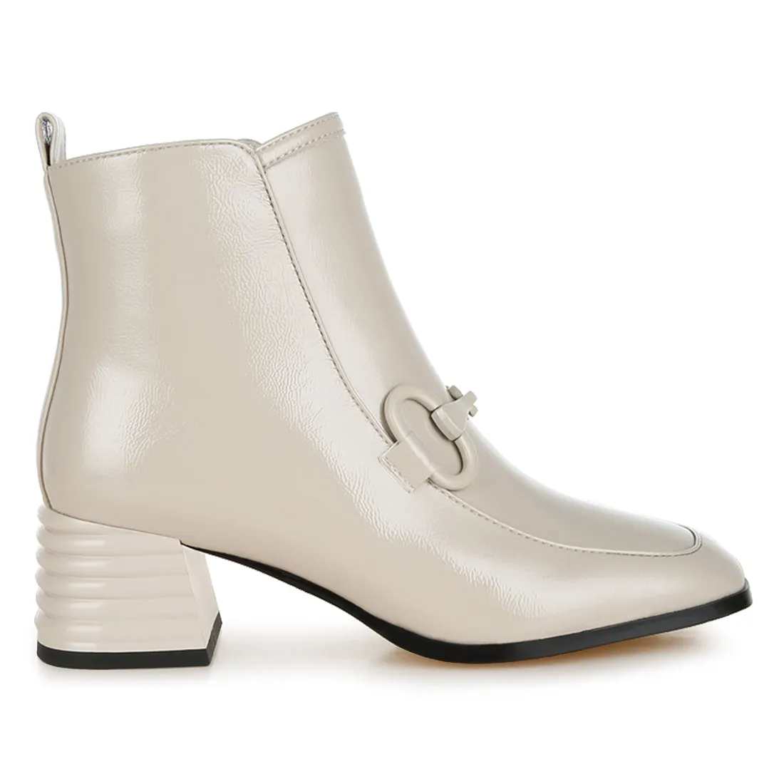 Textured Block Heel Ankle Boots