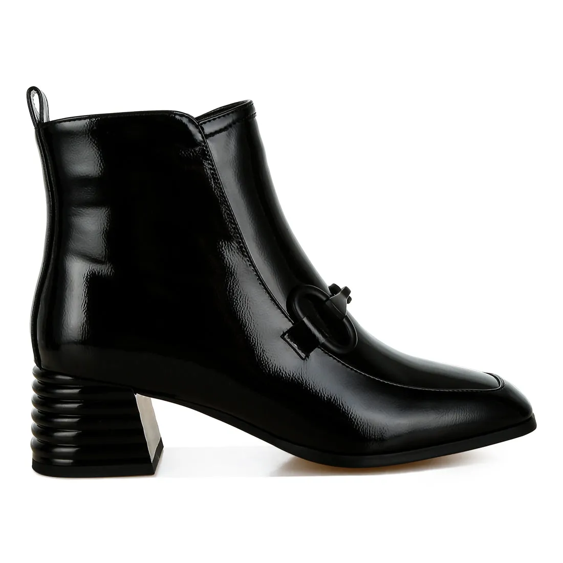 Textured Block Heel Ankle Boots