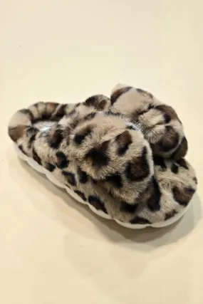 The Big Fluffy Fun Bow Slippers: Leopard and Red Bow Slippers