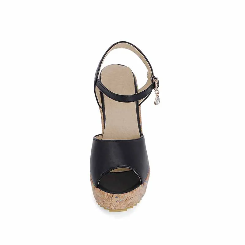 Women's Platform Dress Heels Summer Sandals Pu Wedge Chunky Heels