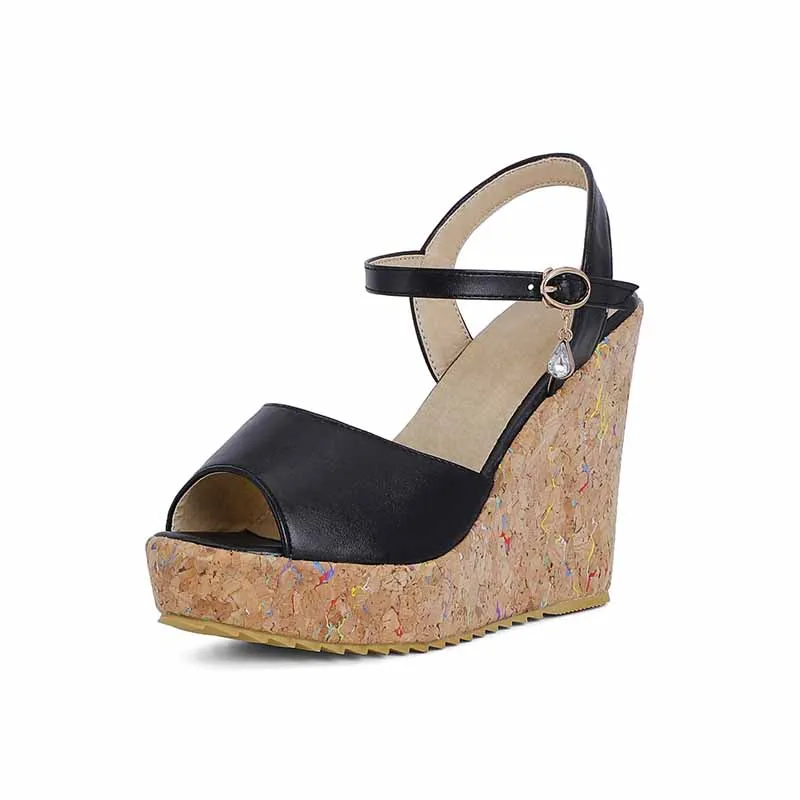 Women's Platform Dress Heels Summer Sandals Pu Wedge Chunky Heels